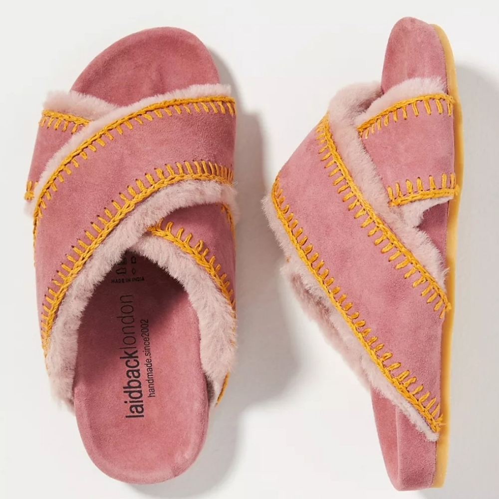 Laidback London Cali Suede Slippers - mauve/pink
